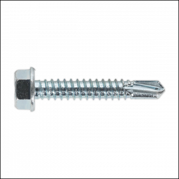 Sealey SDHX6338 Self-Drilling Screw 6.3 x 38mm Hex Head Zinc Pack of 100