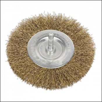 Sealey SFB100 100mm Crimped Flat Wire Brush with 6mm Shaft