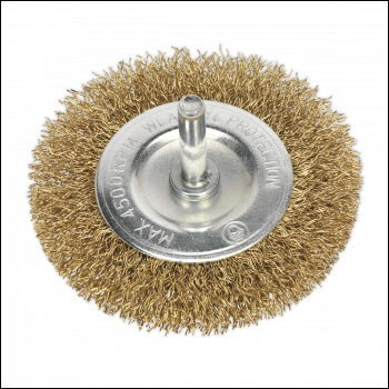 Sealey SFB75 75mm Crimped Flat Wire Brush with 6mm Shaft
