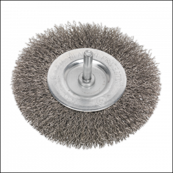 Sealey SFBS100 100mm Crimped Flat Wire Brush with 6mm Shaft