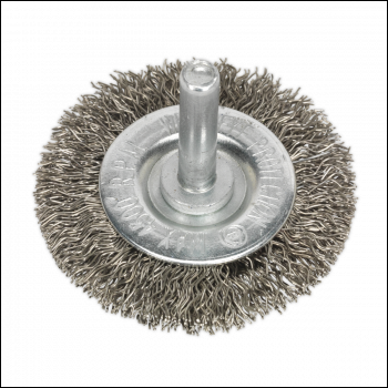 Sealey SFBS50 50mm Crimped Flat Wire Brush with 6mm Shaft