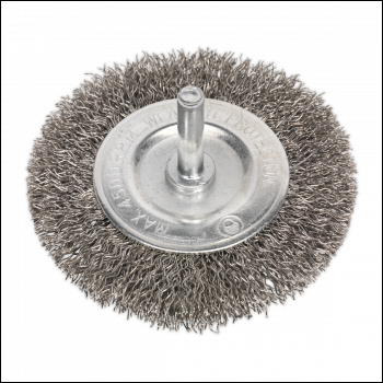 Sealey SFBS75 75mm Crimped Flat Wire Brush with 6mm Shaft