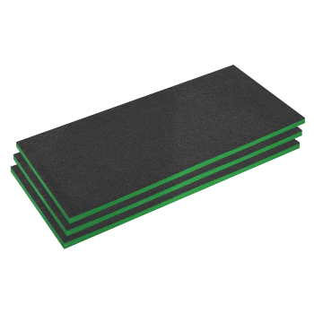 Sealey SFPK30G Easy Peel Shadow Foam® 1200 x 550 x 30mm, Green/Black - Pack of 3