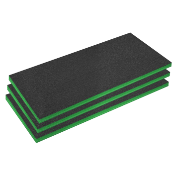 Sealey SFPK50G Easy Peel Shadow Foam® 1200 x 550 x 50mm, Green/Black - Pack of 3