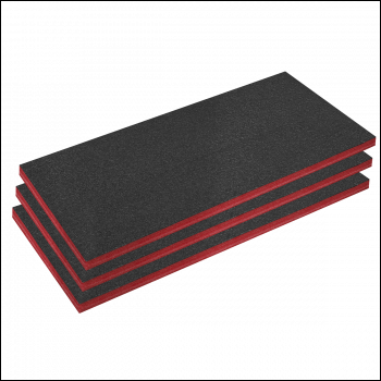 Sealey SFPK50R Easy Peel Shadow Foam® 1200 x 550 x 50mm, Red/Black - Pack of 3
