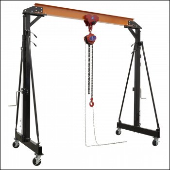 Sealey SG2000KIT Portable Adjustable Gantry Crane with Geared Trolley Combo 2 Tonne