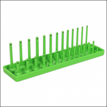 Sealey SH1414HV Premier Socket Holder 1/4 inch Sq Drive 4-15mm - Hi-Vis Green