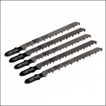 Sealey SJBT101D Jigsaw Blade for Hard Wood 100mm 6tpi - Pack of 5
