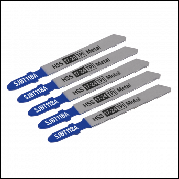 Sealey SJBT118A Jigsaw Blade Metal 92mm 17-24tpi - Pack of 5