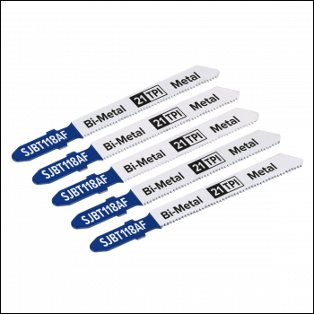 Sealey SJBT118AF Jigsaw Blade for Metal 75mm 21tpi - Pack of 5
