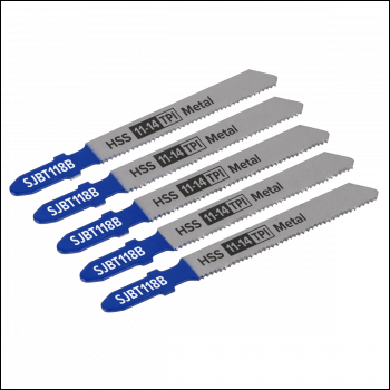 Sealey SJBT118B Jigsaw Blade for Metal 92mm 11-14tpi - Pack of 5