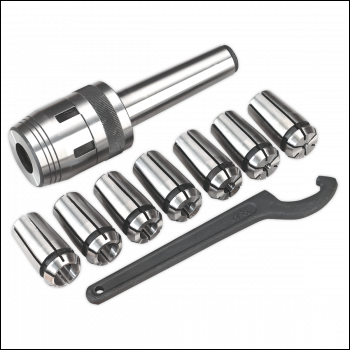 Sealey SM2502MCS Mill Chuck Set MT3-M12 4-16mm