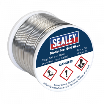 Sealey SOL16 Quick Flow Solder Wire 1.6mm/16SWG 0.5kg Reel