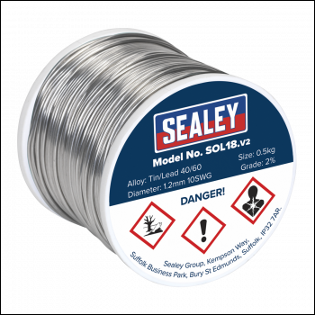 Sealey SOL18 Quick Flow Solder Wire 1.2mm/18SWG 0.5kg Reel