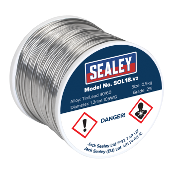 Sealey SOL18 Quick Flow Solder Wire 1.2mm/18SWG 0.5kg Reel