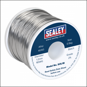 Sealey SOL18 Solder Wire Quick Flow 1.2mm/18SWG 40/60 0.5kg Reel
