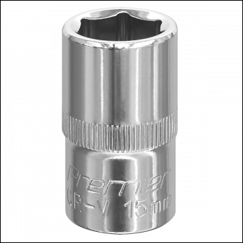 Sealey SP1215 Premier Fully Polished Socket 1/2 inch Sq Drive 15mm
