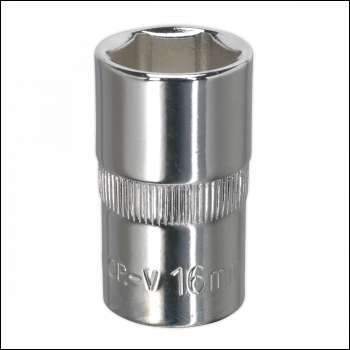 Sealey SP1216 Premier Fully Polished Socket 1/2 inch Sq Drive 16mm