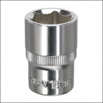 Sealey SP1218 Premier Fully Polished Socket 1/2 inch Sq Drive 18mm