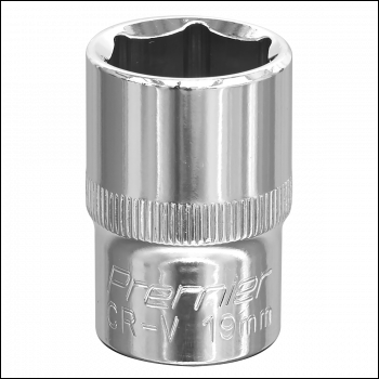 Sealey SP1219 Premier Fully Polished Socket 1/2 inch Sq Drive 19mm