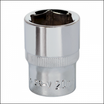 Sealey SP1220 Premier Fully Polished Socket 1/2 inch Sq Drive 20mm