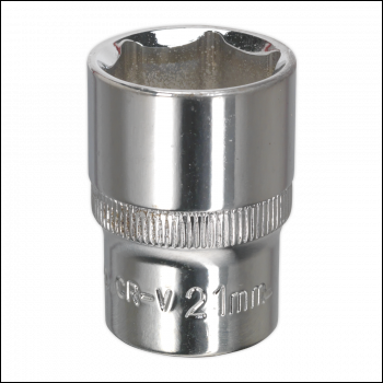 Sealey SP1221 Premier Fully Polished Socket 1/2 inch Sq Drive 21mm