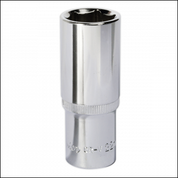 Sealey SP1222D Premier Fully Polished Deep Socket 1/2 inch Sq Drive 22mm