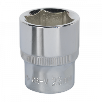 Sealey SP1223 Premier Fully Polished Socket 1/2 inch Sq Drive 23mm