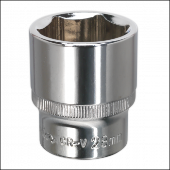 Sealey SP1228 Premier Fully Polished Socket 1/2 inch Sq Drive 28mm
