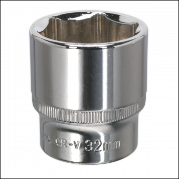 Sealey SP1232 Premier Fully Polished Socket 1/2 inch Sq Drive 32mm