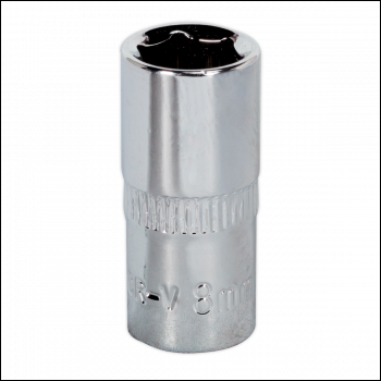 Sealey SP1408 Premier Fully Polished Socket 1/4 inch Sq Drive 8mm