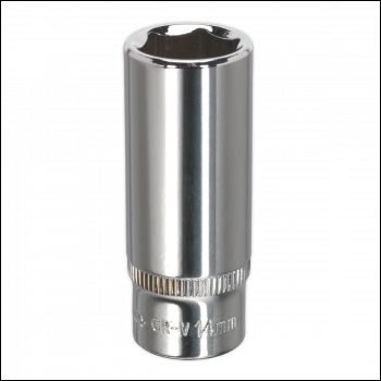 Sealey SP1414D Premier Fully Polished Deep Socket 1/4 inch Sq Drive 14mm