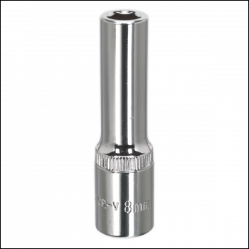 Sealey SP3808D Premier Fully Polished Deep Socket 3/8 inch Sq Drive 8mm