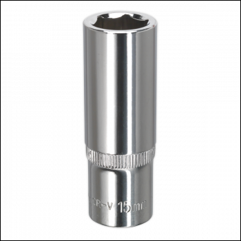Sealey SP3815D Premier Fully Polished Deep Socket 3/8 inch Sq Drive 15mm