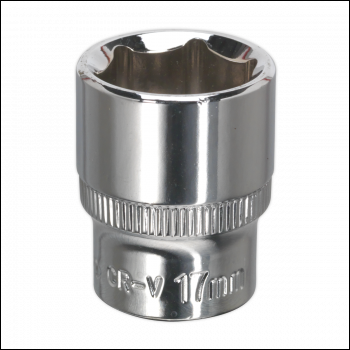 Sealey SP3817 Premier Fully Polished Socket 3/8 inch Sq Drive 17mm