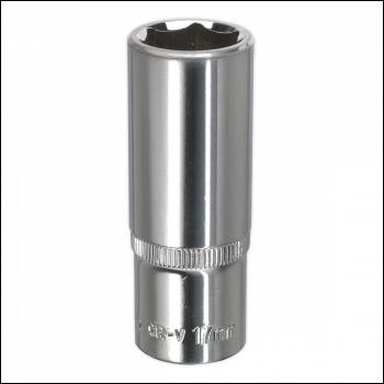 Sealey SP3817D Premier Fully Polished Deep Socket 3/8 inch Sq Drive 17mm