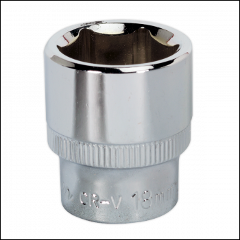 Sealey SP3818 Premier Fully Polished Socket 3/8 inch Sq Drive 18mm