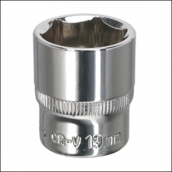 Sealey SP3819 Premier Fully Polished Socket 3/8 inch Sq Drive 19mm