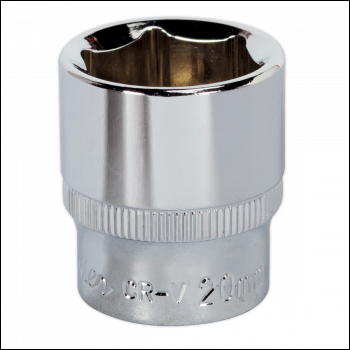 Sealey SP3820 Premier Fully Polished Socket 3/8 inch Sq Drive 20mm