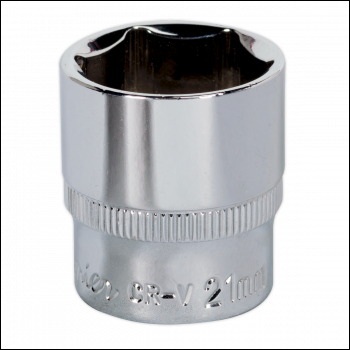 Sealey SP3821 Premier Fully Polished Socket 3/8 inch Sq Drive 21mm