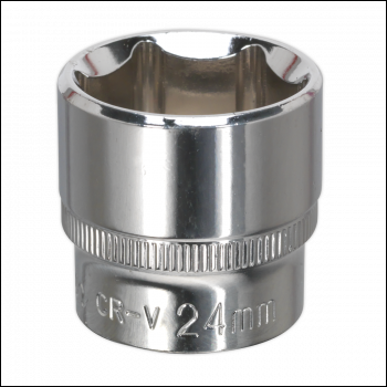 Sealey SP3824 Premier Fully Polished Socket 3/8 inch Sq Drive 24mm