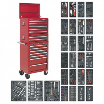 Sealey SPTCOMBO1 Superline PRO® Tool Chest Combination 14 Drawer with 1179pc Tool Kit - Red