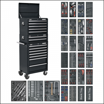 Sealey SPTCOMBO2 Superline PRO® Tool Chest Combination 14 Drawer with 1179pc Tool Kit - Black