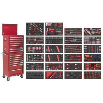 Sealey SPTCOMBO3R Superline PRO® Tool Chest Combination 14 Drawer with 447pc Tool Kit - Red
