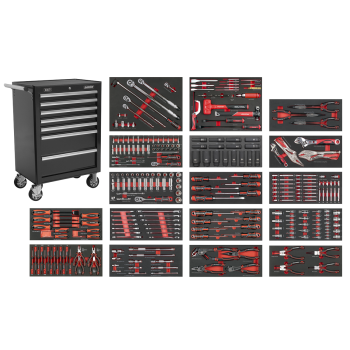 Sealey SPTCOMBO4B Superline PRO® Roll Cab 7 Drawer with 305pc Tool Kit - Black