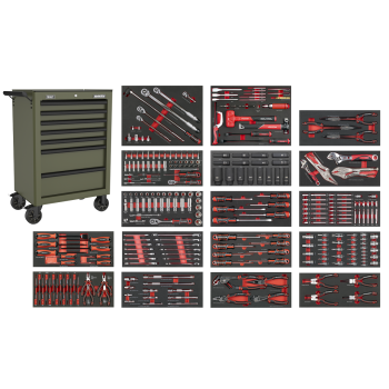 Sealey SPTCOMBO4K Superline PRO® Roll Cab 7 Drawer with 305pc Tool Kit - Khaki