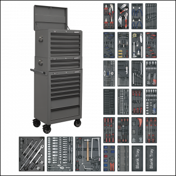 Sealey SPTGRCOMBO1 Superline PRO® Tool Chest Combination 14 Drawer with 1179pc Tool Kit - Grey