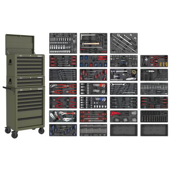 Sealey SPTKCOMBO1 Superline PRO® Tool Chest Combination 14 Drawer with 1179pc Tool Kit - Khaki