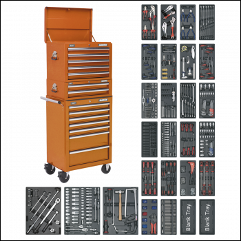 Sealey SPTOCOMBO1 Superline PRO® Tool Chest Combination 14 Drawer with 1179pc Tool Kit - Orange