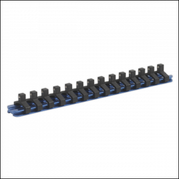 Sealey SR1414 Premier Aluminium Socket Retaining Rail with 14 Clips 1/4 inch Sq Drive
